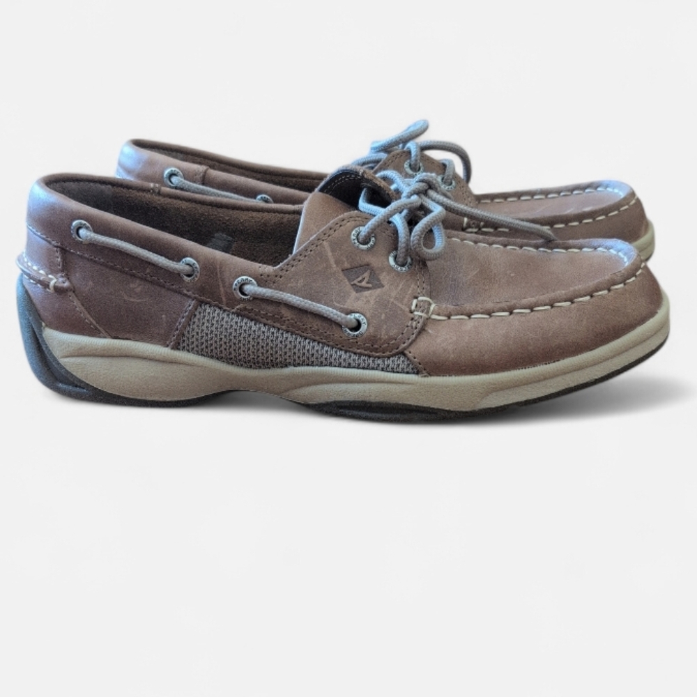 Sperry Top-Sider Men’s 2-Eye Boat Shoes Brown Leather Deck Loafers Size 8M